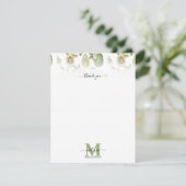 Waterverf Avocado Botanische Patroon Monogrammed Bedankkaart (Staand voorkant)