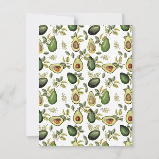 Waterverf Avocado Botanische Patroon Monogrammed Bedankkaart (Achterkant)