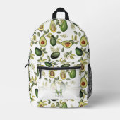 Waterverf Avocado Botanische Patroon Monogrammed Bedrukte Rugzak (Voorkant)