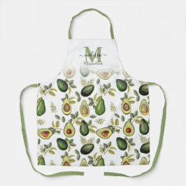 Waterverf Avocado Botanische Patroon Monogrammed Schort