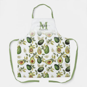 Waterverf Avocado Botanische Patroon Monogrammed Schort