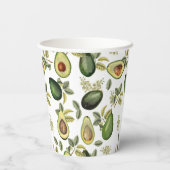 Waterverf Avocado Botanische Patroon Papieren Bekers (Achterkant)