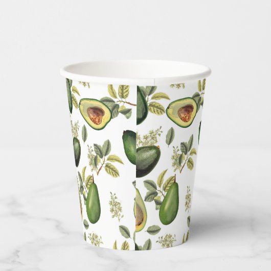 Waterverf Avocado Botanische Patroon Papieren Bekers (Rechts)