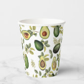 Waterverf Avocado Botanische Patroon Papieren Bekers (Voorkant)