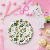 Waterverf Avocado Botanische Patroon Papieren Bordje (Feest)