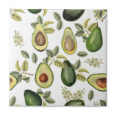 Waterverf Avocado Botanische Patroon Tegeltje (Voorkant)
