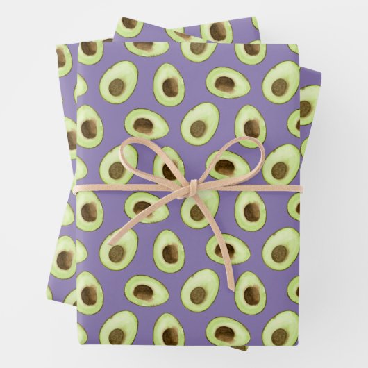 Waterverf Avocado Paars Inpakpapier Vel (In situ)