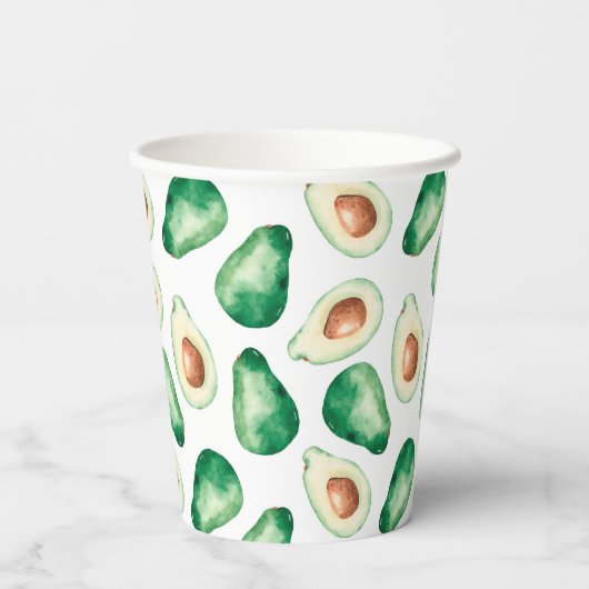 Waterverf Avocado Pattern Birthday Party Papieren Bekers (Achterkant)