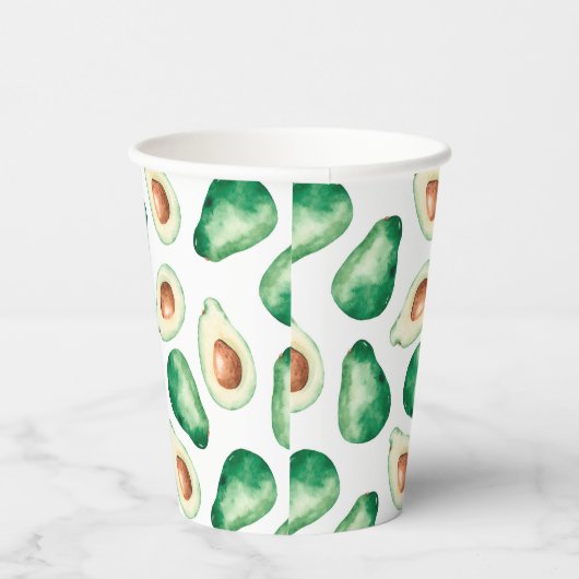 Waterverf Avocado Pattern Birthday Party Papieren Bekers (Rechts)