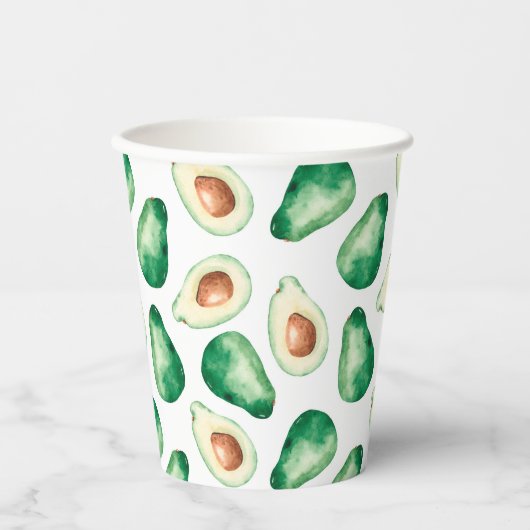 Waterverf Avocado Pattern Birthday Party Papieren Bekers (Voorkant)