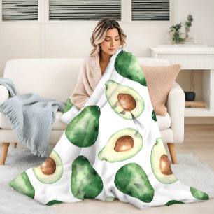 Waterverf Avocado Pattern Fleece Deken