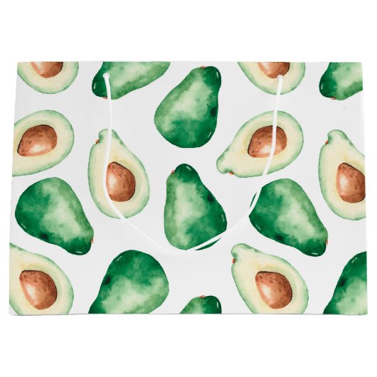Waterverf Avocado Pattern Groot Cadeauzakje (Voorkant)
