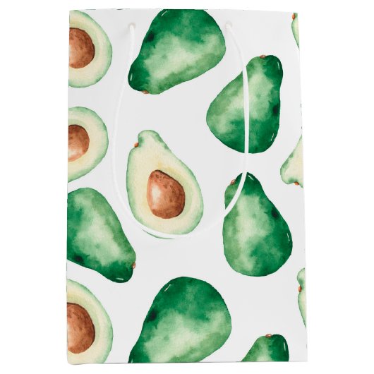 Waterverf Avocado Pattern Medium Cadeauzakje (Voorkant)