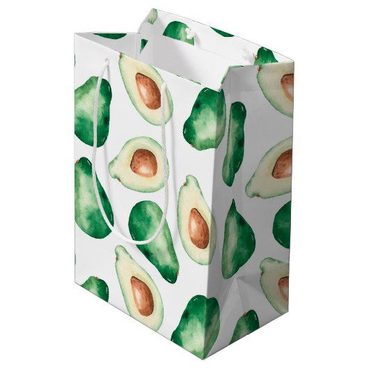 Waterverf Avocado Pattern Medium Cadeauzakje (Achterkant Gekanteld)