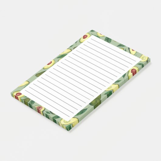 Waterverf Avocado Pattern Post-it Notes (Schuin)