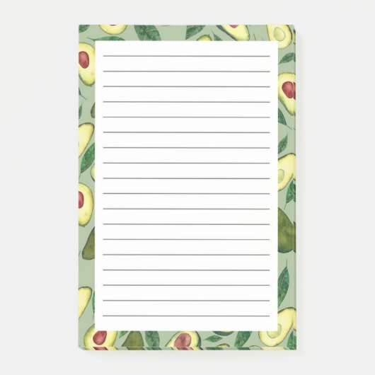 Waterverf Avocado Pattern Post-it Notes (Voorkant)