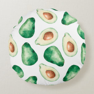 Waterverf Avocado Pattern Rond Kussen