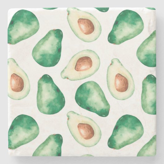 Waterverf Avocado Pattern Stenen Onderzetter (Voorkant)