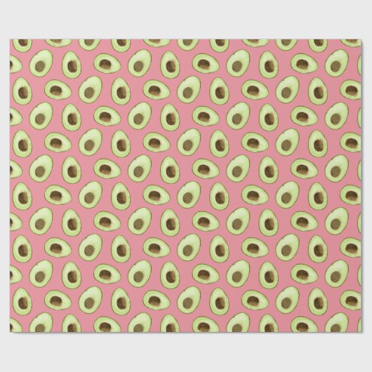 Waterverf Avocado Pink Cadeaupapier (Vlak)