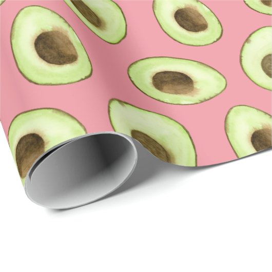 Waterverf Avocado Pink Cadeaupapier (Rol Hoek)