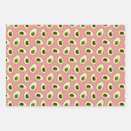 Waterverf Avocado Pink Inpakpapier Vel (Voorkant 2)