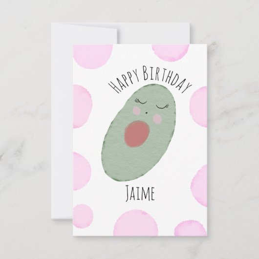 Waterverf Avocado Pink Stippen Birthday Party Kaart (Voorkant)