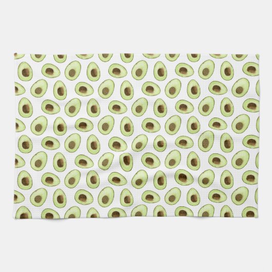 Waterverf Avocado White Theedoek (Horizontaal)