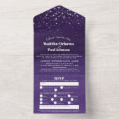 Waterverf avond sterren bruiloft ceremonie all in one uitnodiging (Binnen)