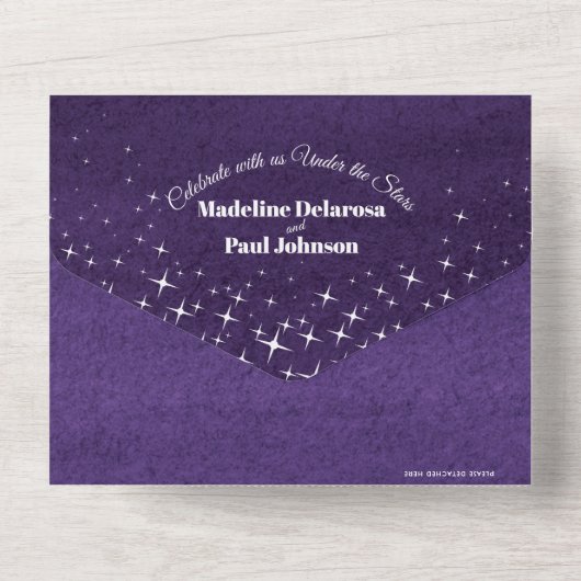 Waterverf avond sterren bruiloft ceremonie all in one uitnodiging (Achterkant)