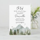 Waterverf Avontuur Bos Baby shower Uitnodiging (Staand voorkant)