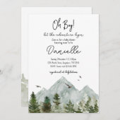 Waterverf Avontuur Bos Baby shower Uitnodiging (Voorkant / Achterkant)