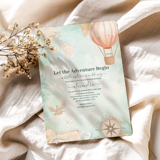 Waterverf Avontuur Wachten op Gender Baby shower Kaart