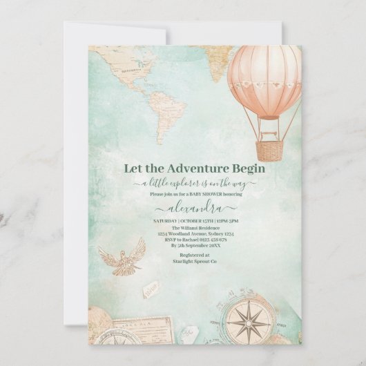 Waterverf Avontuur Wachten op Gender Baby shower Kaart (Voorkant)