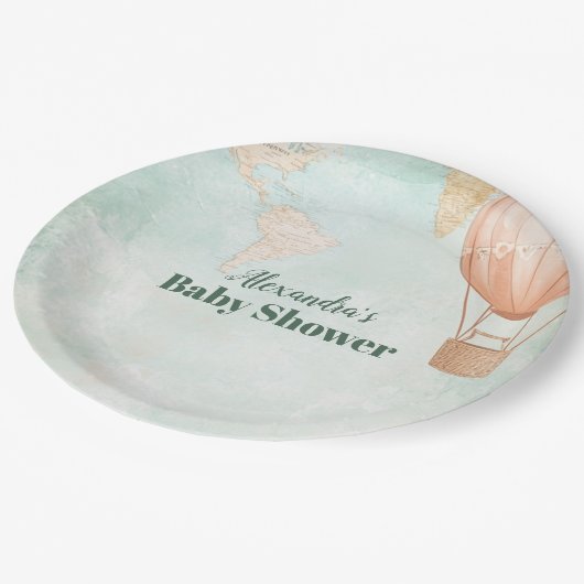 Waterverf Avontuur Wachten op Gender Baby shower Papieren Bordje (Gekanteld)