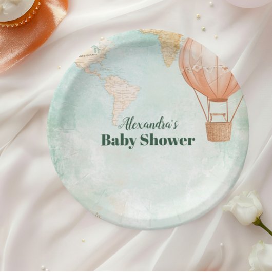 Waterverf Avontuur Wachten op Gender Baby shower Papieren Bordje