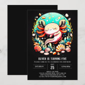 Waterverf Axolotl Elegant Verjaardag Kaart (Voorkant / Achterkant)