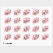 Waterverf axolotl onder roze bloemen vierkante sticker (Vel)