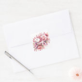 Waterverf axolotl onder roze bloemen vierkante sticker (Envelop)