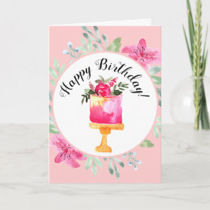 Waterverf Azalea Floral Birthday Kaart