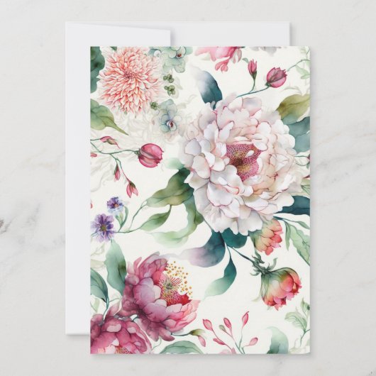 Waterverf aziatische boho floral. Bohemiaanse brui Kaart (Achterkant)