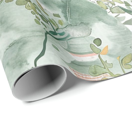 Waterverf Aziatische Pagode in Verdant Landschap ( Cadeaupapier (Rol Hoek)