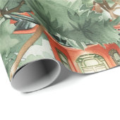 Waterverf Aziatische Pagode in Verdant Landschap ( Cadeaupapier (Rol Hoek)