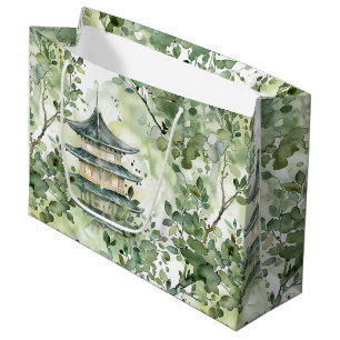 Waterverf Aziatische Pagode in Verdant Landschap ( Groot Cadeauzakje
