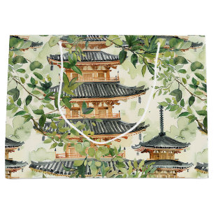 Waterverf Aziatische Pagode in Verdant Landschap ( Groot Cadeauzakje