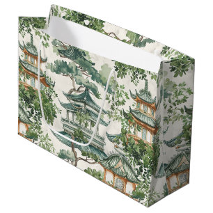 Waterverf Aziatische Pagode in Verdant Landschap ( Groot Cadeauzakje