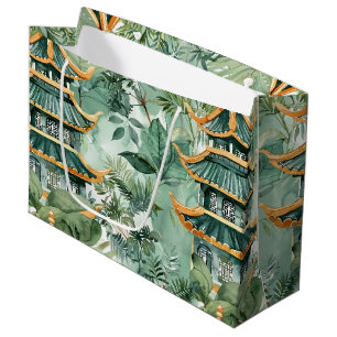 Waterverf Aziatische Pagode in Verdant Landschap ( Groot Cadeauzakje
