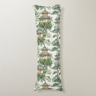 Waterverf Aziatische Pagode in Verdant Landschap ( Lichaamskussen