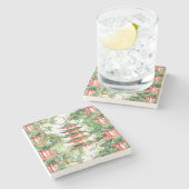 Waterverf Aziatische Pagode in Verdant Landschap ( Stenen Onderzetter (Zijkant)