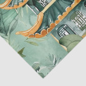 Waterverf Aziatische Pagode in Verdant Landschap ( Tissuepapier (Detail)