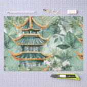 Waterverf Aziatische Pagode in Verdant Landschap ( Tissuepapier (Craft)